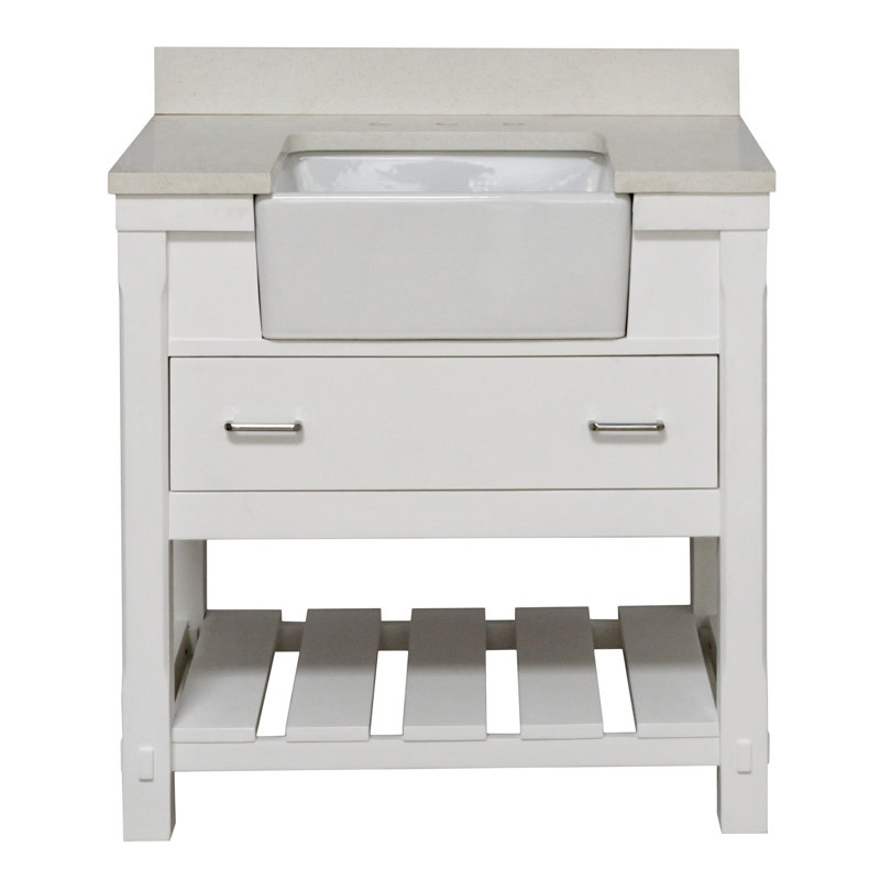 Ensemble de meuble-lavabo simple 36 po Hitton, Blanc, Quartz