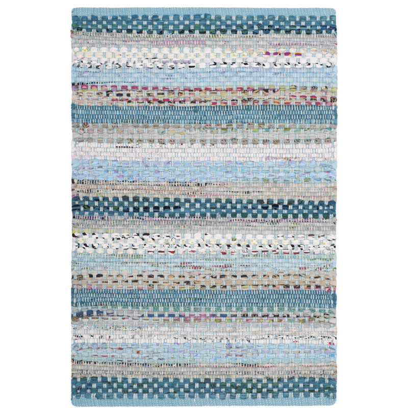 Vesey Hand Woven Cotton Striped Rug, Rectangle 2'6" x 4'