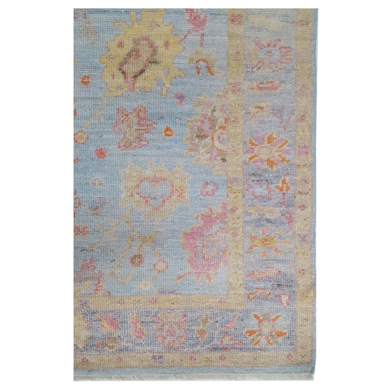 Pacific Ushak Wool Weft 4x6 Lt. Blue Grey Transitional Hand Knotted Rug
