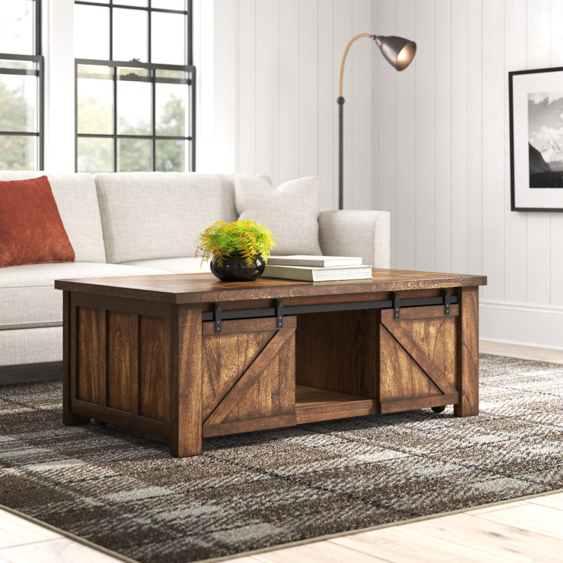 Table basse avec rangement Dedrick, Brun cerise