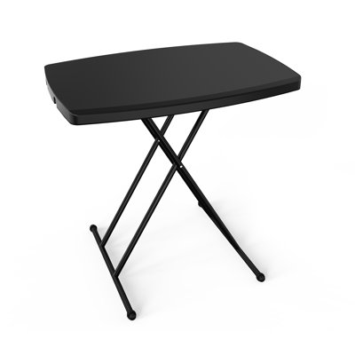 Patio Black Plastic Folding Table Adjustable Height