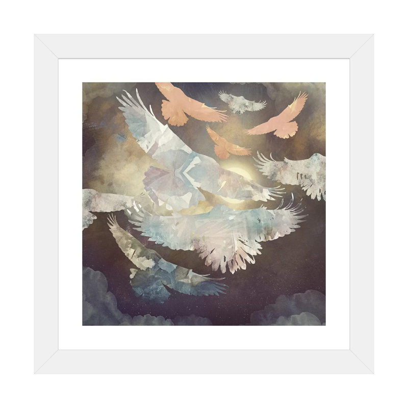 «Moonlight Flight» par Space Space Designs - reproduction d'art, Blanc, H 24 po x l 24 po x p 1 po, Papier encadré blanc