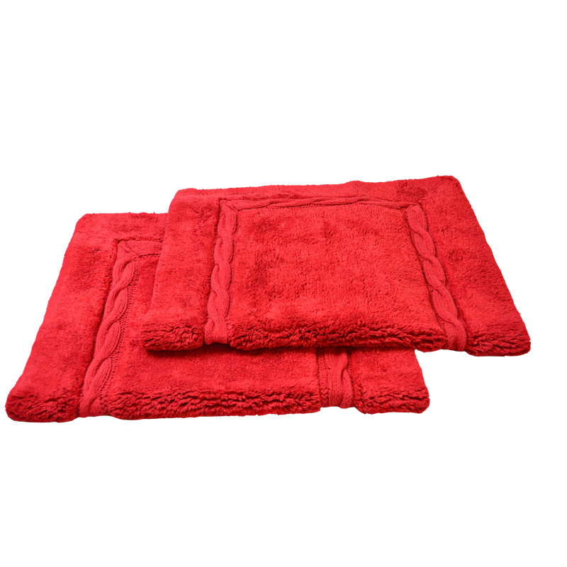 Cotton Bath Rug, Bright Red, 24"W x 40"L