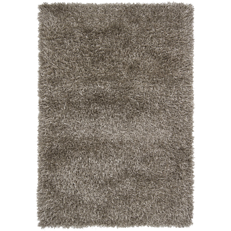 Tapis tissé à la main à poils longs en polyester tissé à la main Arae, 5 pi x 7 pi 6 po