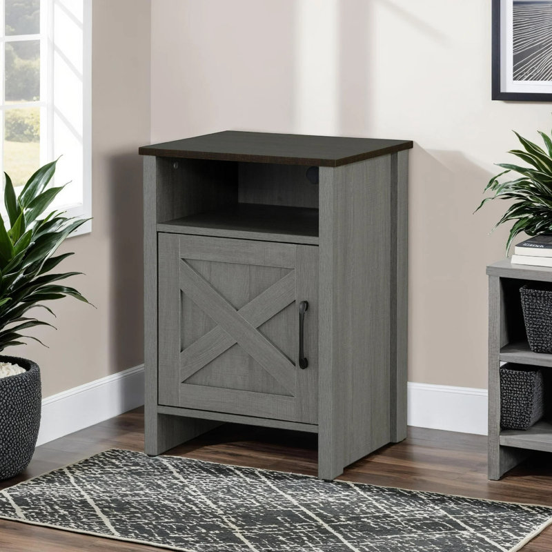 Garibaldi Rustic Farmhouse Side Table - Gray