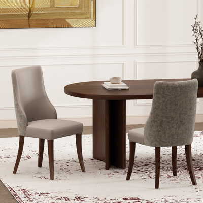 Chaise rembourrée en cuir de hêtre Connie
