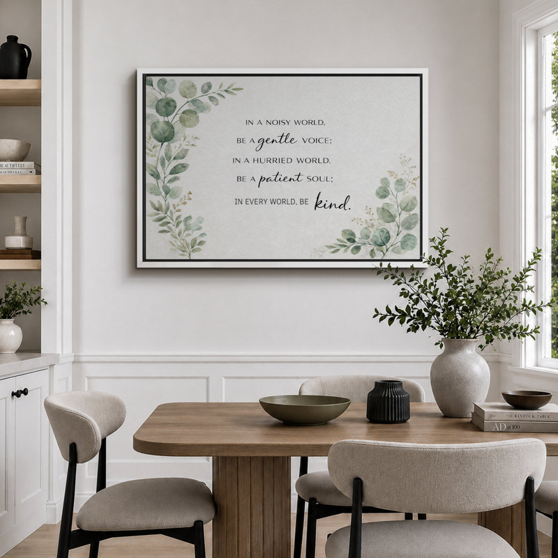 «Be Gentle Be patient», reproduction de citation sur toile, impression sur toile encadrée, H 24 po x l 36 po x P 1,5 po