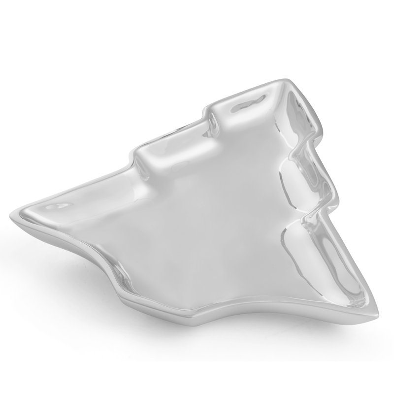 Nambe Christmas Tree Candy Dish, 1" H x 9" W x 9" L