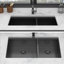 Évier de cuisine à double cuve (60/40) à double cuve - 36 po x 19 po x 10 po noir bronze industriel avec deux cuves profondes de 10 po