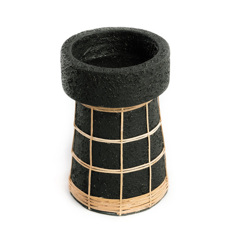 Tabletop Pillar, Black/Natural, 20cm H x 13cm W x 13cm D