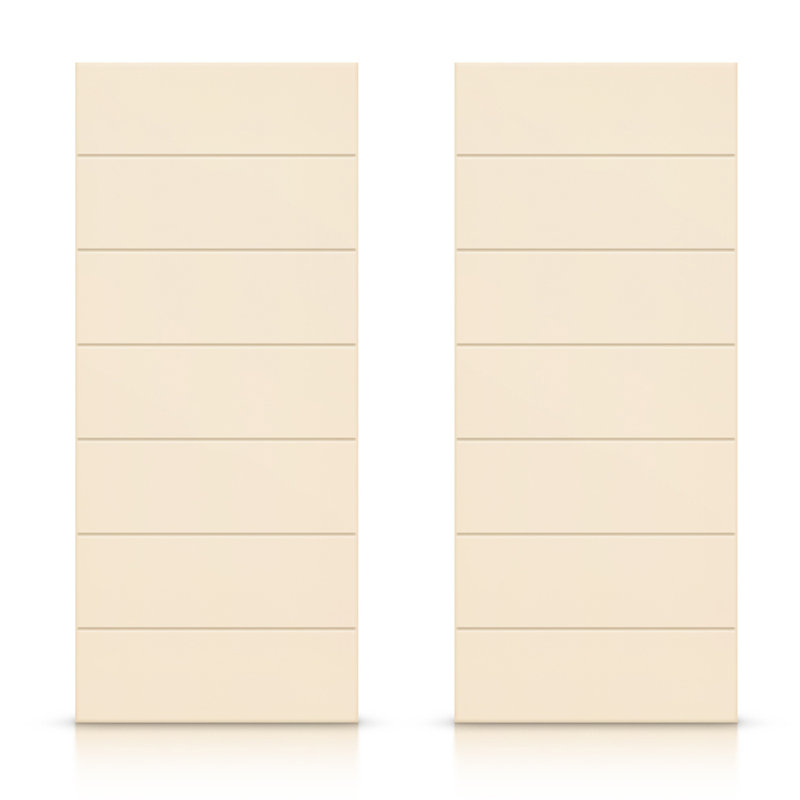 Porte de placard coulissante à panneaux en bois manufacturé, 48 po x 80 po, Beige
