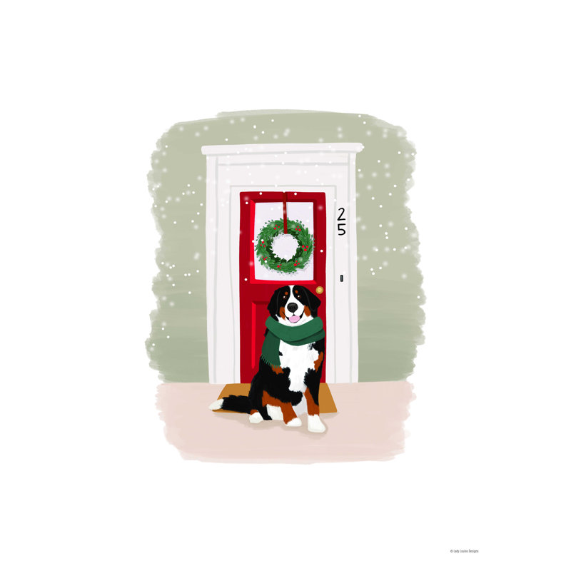 Fleurine Christmas Dog - impression sur toile tendue, H 18 po x l 12 po