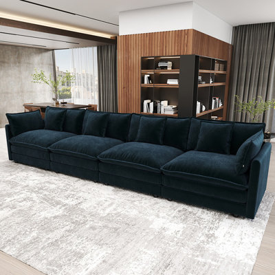 146.5'' Modern Minimalist Style Chenille 4-Seat Sofas