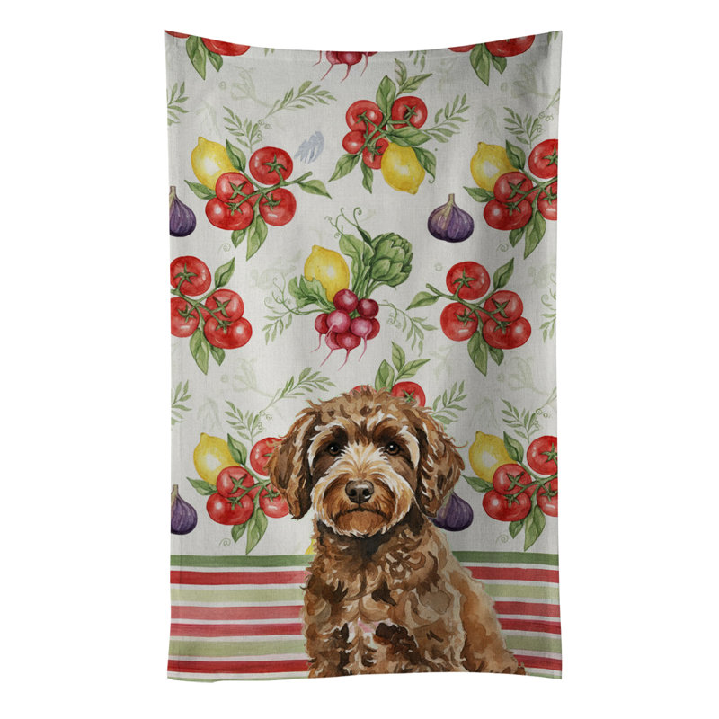 Spanish Water Dog Vegetables Kitchen Towel, Spanish Water Dog