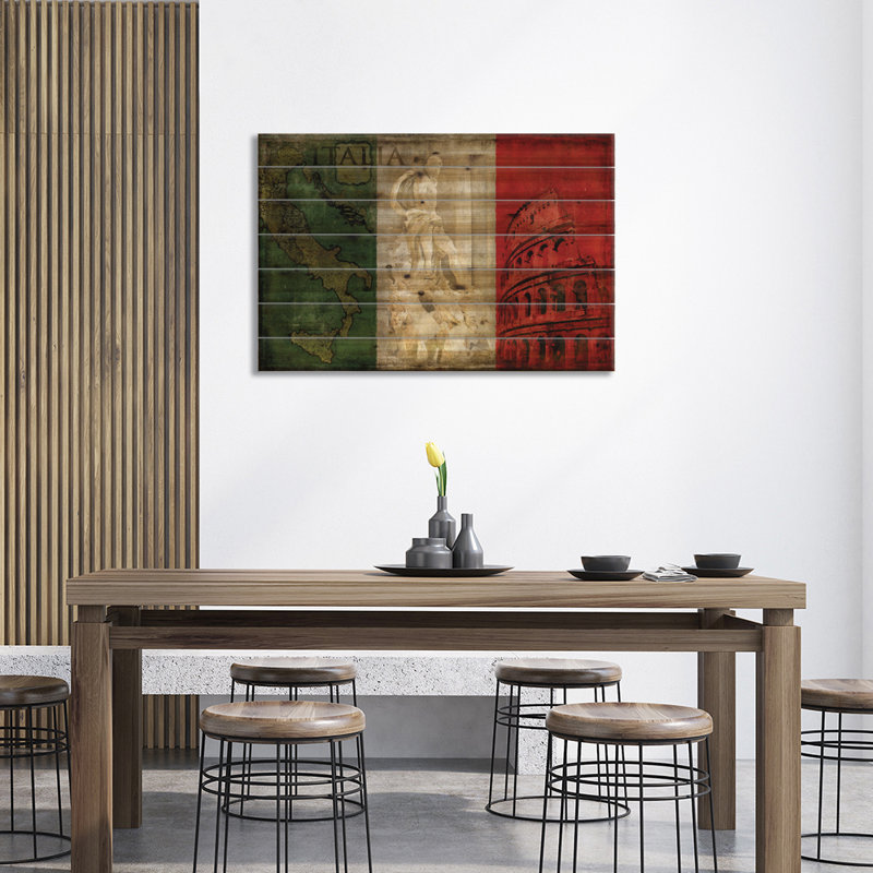 «Brava Italia» par Luke Wilson, peinture sur bois sans cadre, H 18 po x l 26 po x P 1,5 po