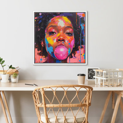 «Pop Urban Street», peinture colorée, portrait d'une fille afro-américaine, graffiti, impression sur toile encadrée
