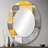 Yellow And Grey Intersecting Realities I - Abstract Oval Decorative Mirror On Metal-1719298532