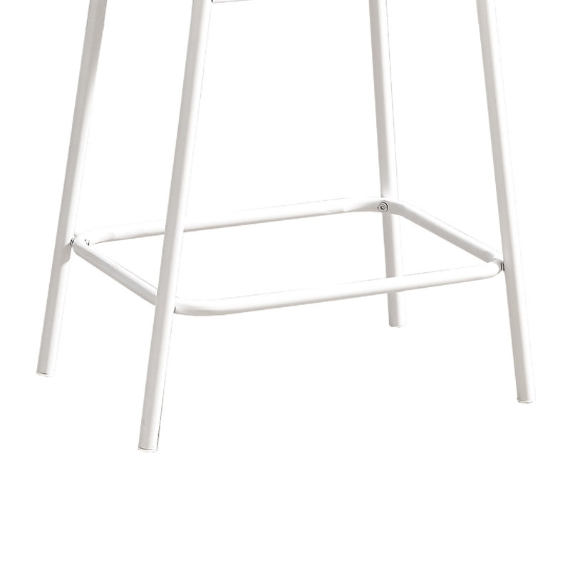 Nery Counter Height Stool Set Of 2, Gray Fabric Seat, White Metal Legs, White