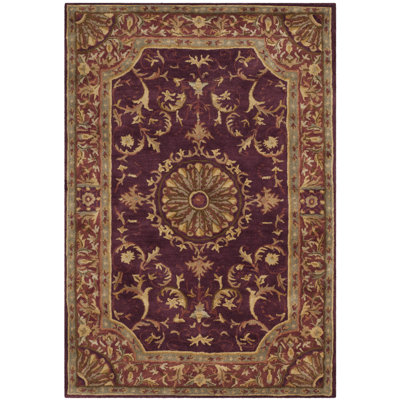 Latarra Hand-Tufted Wool Burgundy Area Rug