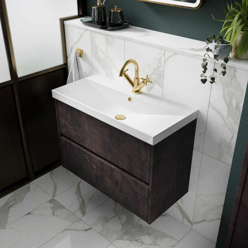 Havana 810mm Single Bathroom Vanity with Drop In Vitreous China Basin, Metallic Slate