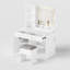 Bureau de maquillage avec miroir et lumières, coiffeuse blanche avec prise de courant et 3 modes d'éclairage, ensemble de coiffeuse avec tiroirs d'armoire et tabouret de rangement pour la chambre