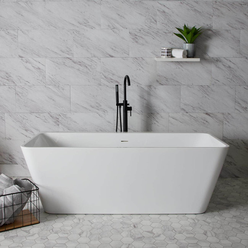 Axton 59'' x 29.5'' Soaking Acrylic Bathtub, White