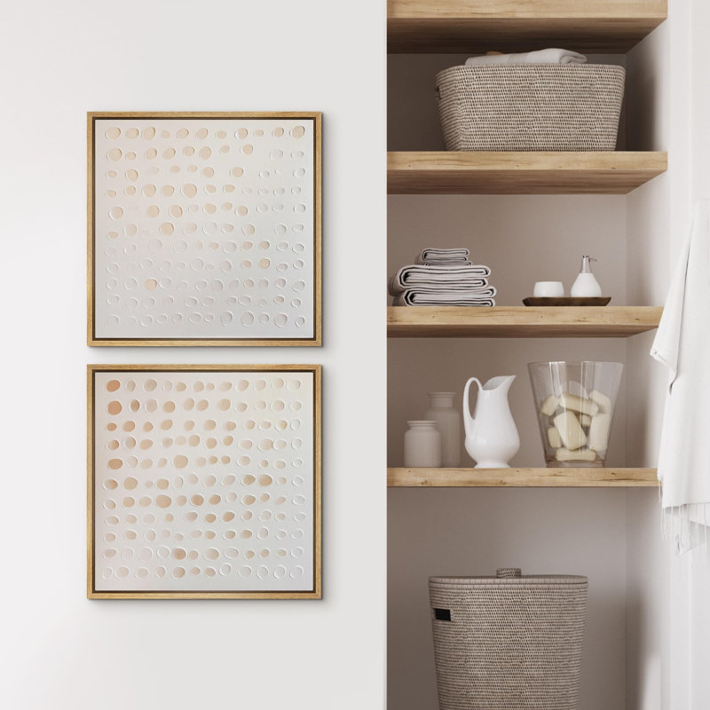 Beige et blanc, cercles abstraits, illustrations géométriques, art moderne, peinture relaxante / calme, H 24 po x l 24 po