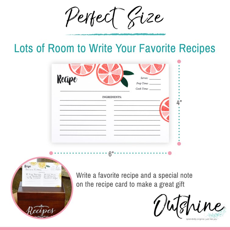  Outshine White Wooden Large Recipe Box with Cards and