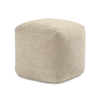 Marta 20" Cream Upholstered Pouf Ottoman