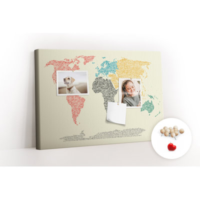 Wall Mounted cork board with print wall art kitchen notice board decorative bulletin board ideas Letters world map