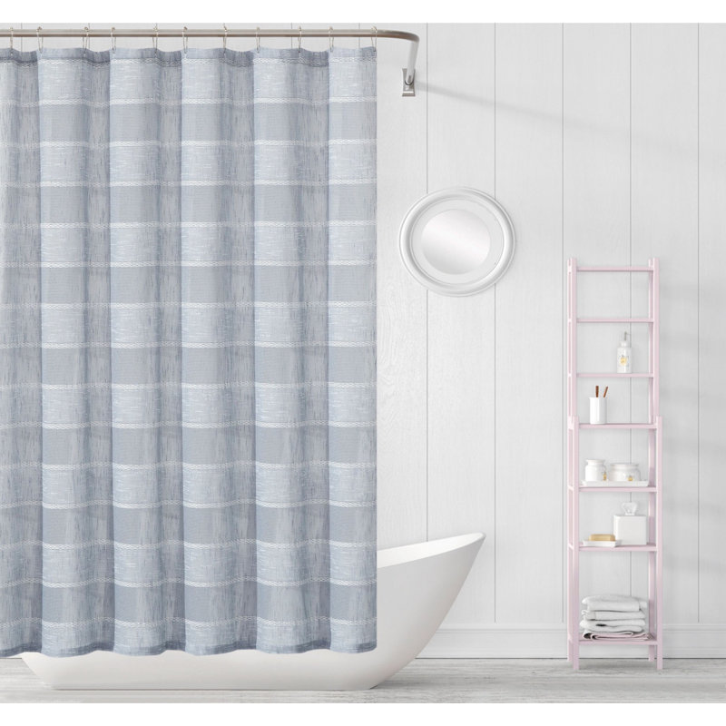 Rideau de douche rayé en polyester brodé, Argent