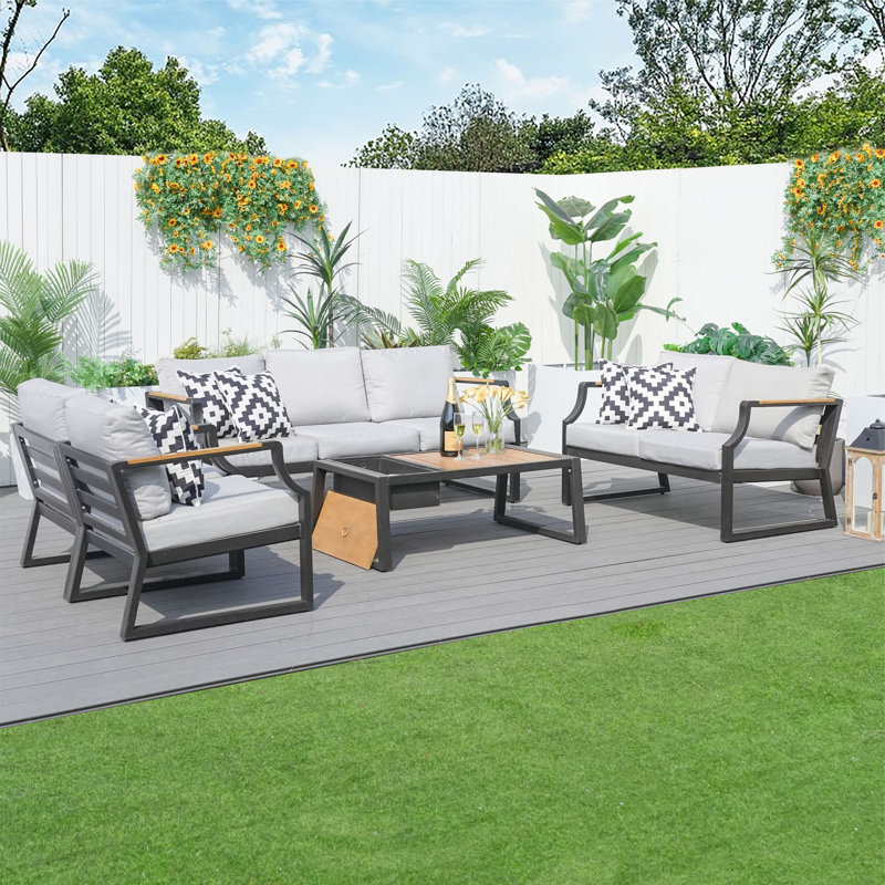 Betzaira 7 - Person Patio Conversation Set with Cushions