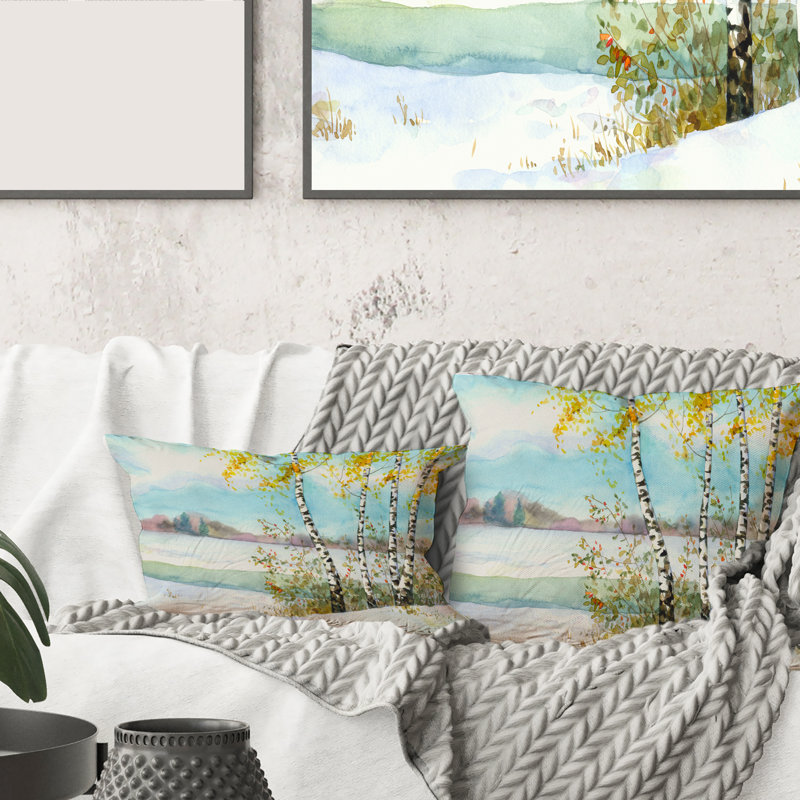 Housse et insert de coussin Birches in Snowy Field, 18" x 18"