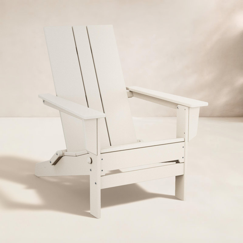 Chaise Adirondack pliante en polyéthylène haute densité 28,7 po, Crème, crème