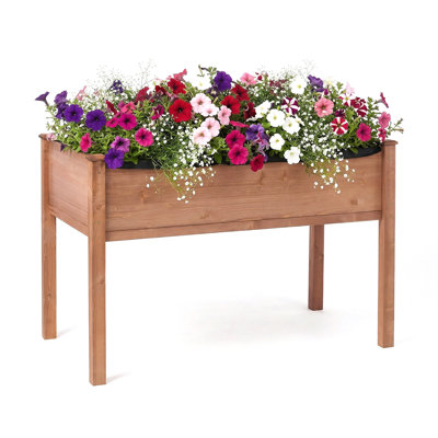 Elevated 48 "x24" x30 "solid wood flowerpot–300-pound capacity, environmentally friendly and water-based finish.