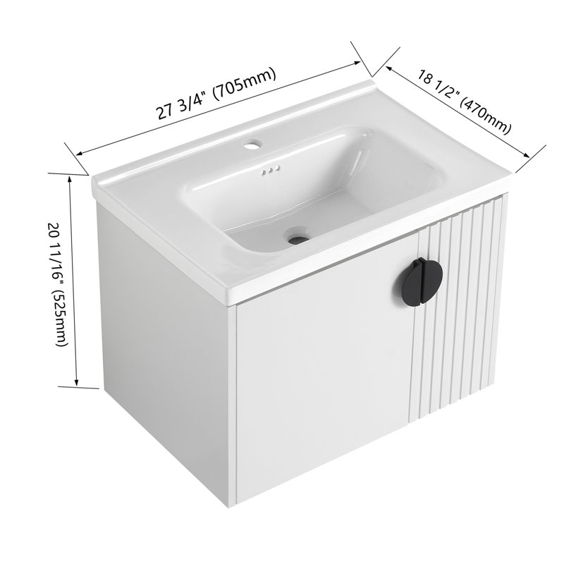 Meuble-lavabo 28 po avec lavabo en céramique, Blanc