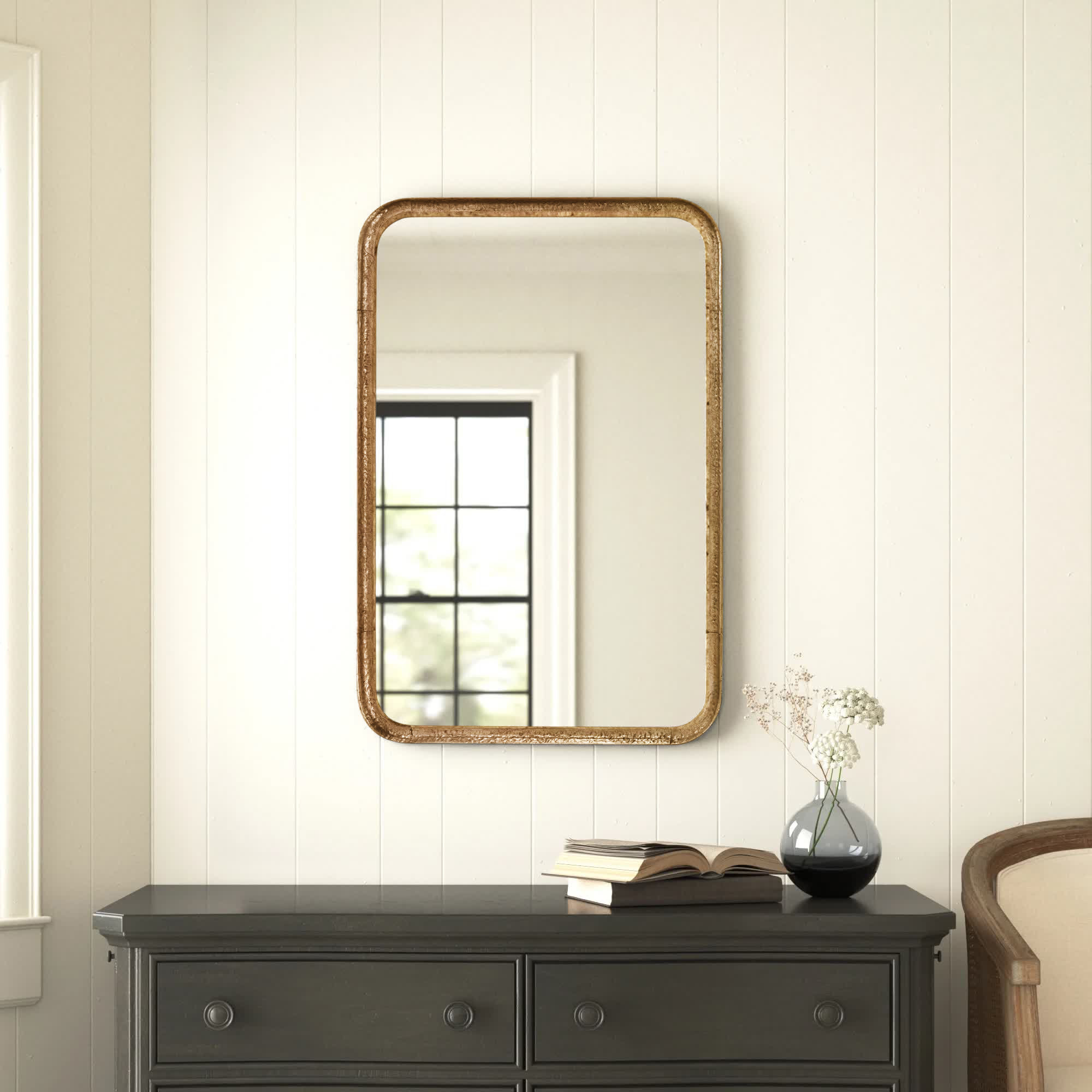 Principle Metal Wall Mirror, Gold
