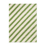 Hand Tufted Wool Striped Area Rug in Peridot/White