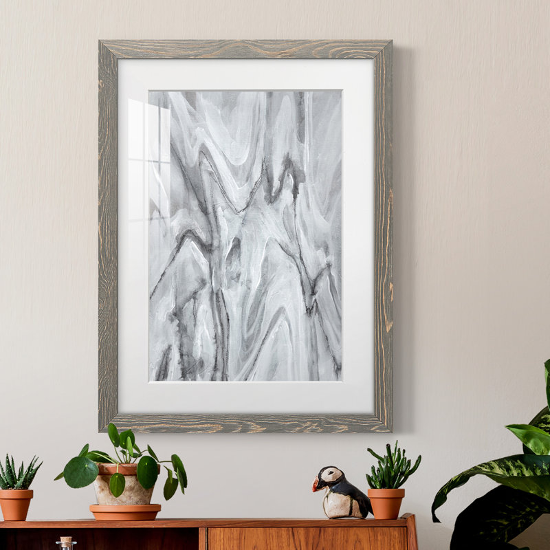 Marbré blanc IV - peinture encadrée, gris, H 32 po x l 23 po x P 1 po