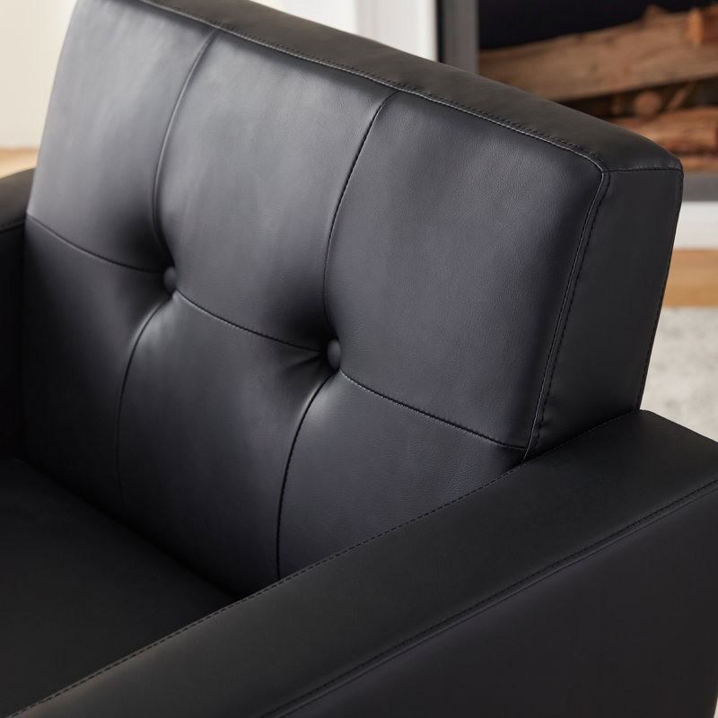 Faux Leather Armchair, Black Faux Leather