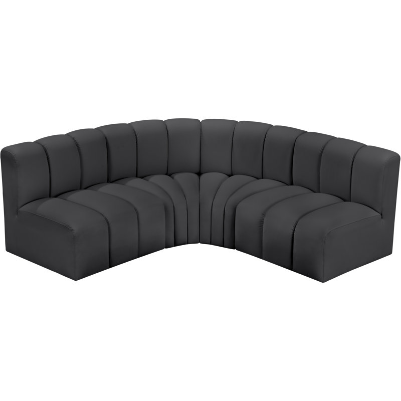 Canapé en cuir végétalien Hinley, Cuir végétalien noir