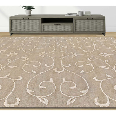 Tapis beige noué à la main de haute qualité