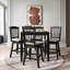 Ensemble de salle à manger carré à hauteur de comptoir 5 pièces avec chaises pivotantes rembourrées, noir-1524554728