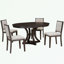Ensemble de table de salle à manger 5 pièces avec table ronde extensible et 4 chaises rembourrées-1656196277