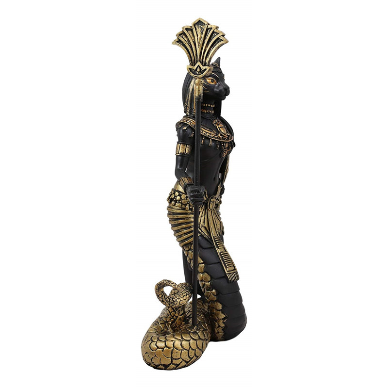 Goodhil, déesse féline égyptienne avec une queue de serpent, Noir / or
