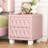 Elegant Velvet Nightstand With 2 Drawers And Crystal Handle, Storage Bedside Table With Button-Tufted Design-1180158483