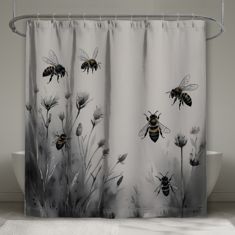 Rideaux de douche Bees On Wildflowers, L 70 po x H 72 po