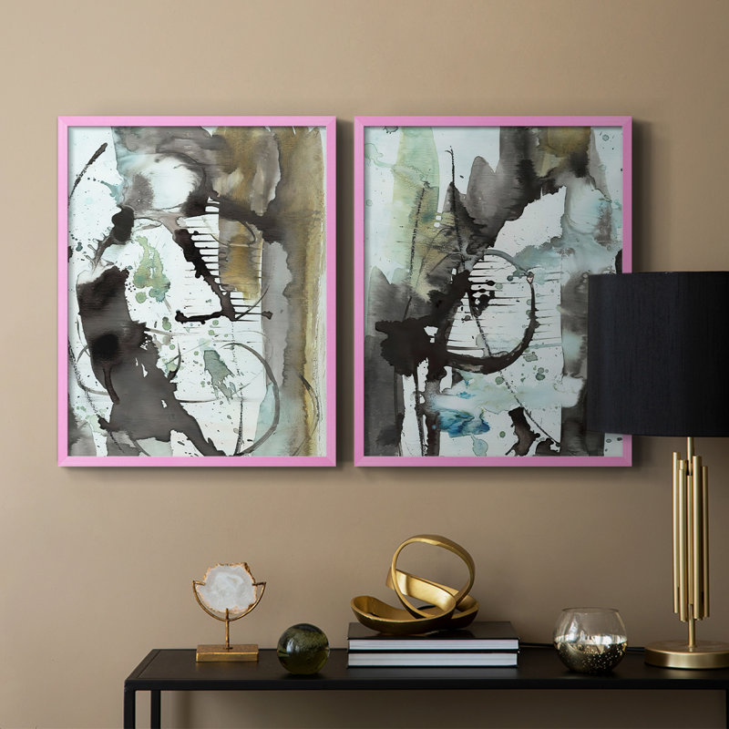 «Lyrical Abstract I», reproduction encadrée de qualité supérieure - prête à être accrochée - aucun clou requis - aucun clou requis