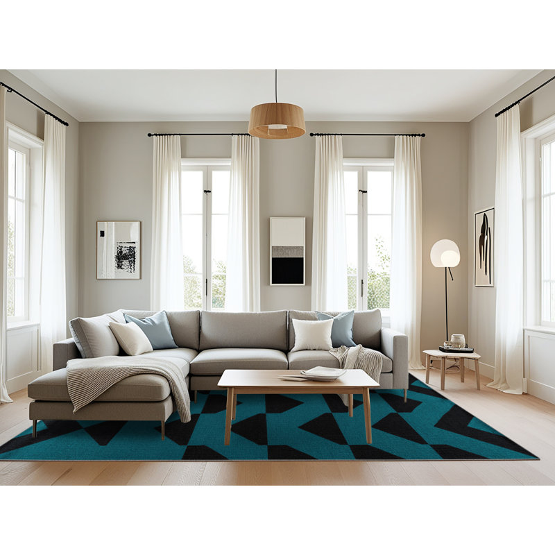 Tapis vert à carreaux lavable à la machine, Rectangle 6 pi x 9 pi