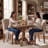Upholstered Dining Chair, Beige Fabric Side Chair, Armless Modern Kitchen Chair with Solid Wood Legs-1284124903